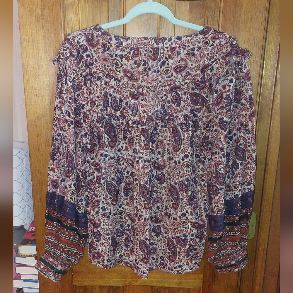 Cleobella Paisley Button-Front Blouse in Mauve and Navy - Picture 10 of 14